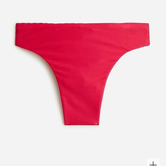 NWT J.Crew Ribbed high-rise cheeky bikini bottom in Pink size Small - Picture 5 of 5